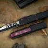 Microtech Ultratech Tri Grip Hellhound OTF Automatic Knife Black Cherry Hardware 3.4" Black Two-Tone 119T-1BCEKS (EKnives EKclusive) -Best Knifes Shop 119T 1 BCEKS 2 00043.1688157215