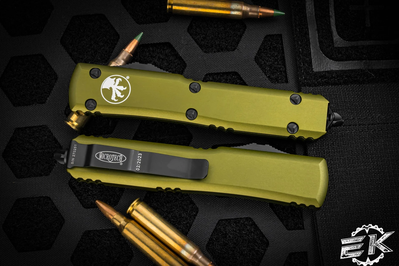Microtech Ultratech OTF Automatic Knife OD Green 3.4" Drop Point Black 121-1OD 5 Microtech Ultratech OTF Automatic Knife OD Green 3.4" Drop Point Black 121-1OD - Image 3