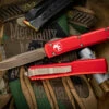 Microtech Ultratech OTF Automatic Knife Red 3.4" Bronze Apocalyptic Drop Point 121-13APRD -Best Knifes Shop 121 13 APRD 2 27150.1675356679