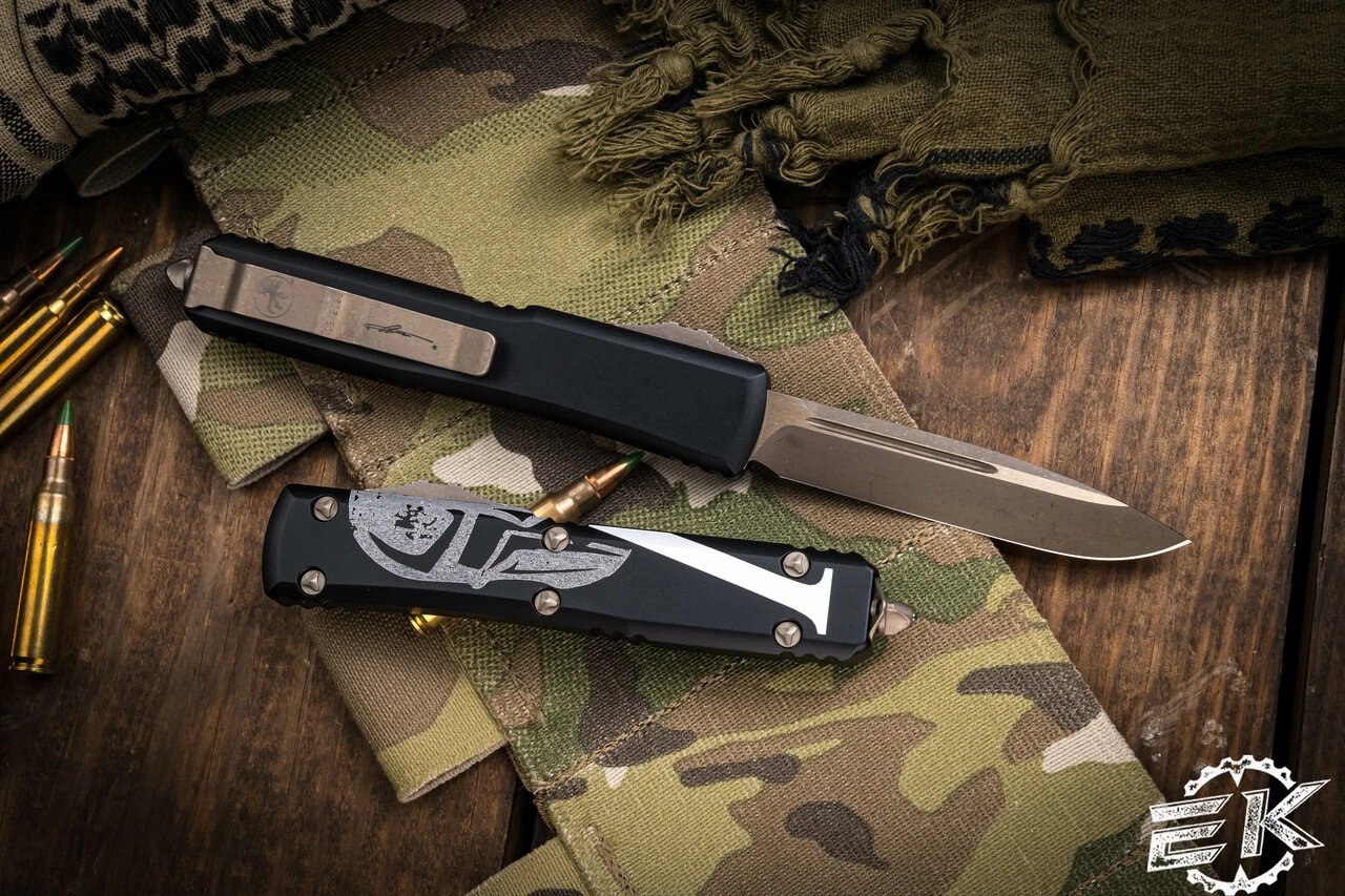 Microtech Ultratech Molon Labe OTF Automatic Knife 3.4" Drop Point Bronze 121-13MLS 4 Microtech Ultratech Molon Labe OTF Automatic Knife 3.4" Drop Point Bronze 121-13MLS - Image 2