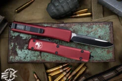 Microtech Ultratech OTF Automatic Knife Merlot Red 3.4" Drop Point Black 121-1MR -Best Knifes Shop 121 1 MR 2 80143.1684946580