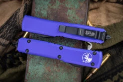 Microtech Ultratech OTF Automatic Knife Purple 3.4" Drop Point Black 121-1PU -Best Knifes Shop 121 1 PU Closed 56143.1664561575
