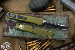 Microtech Ultratech OTF Automatic Knife OD Green 3.4" Drop Point Black Serrated 121-2OD -Best Knifes Shop 121 2 OD 2 69480.1684949432