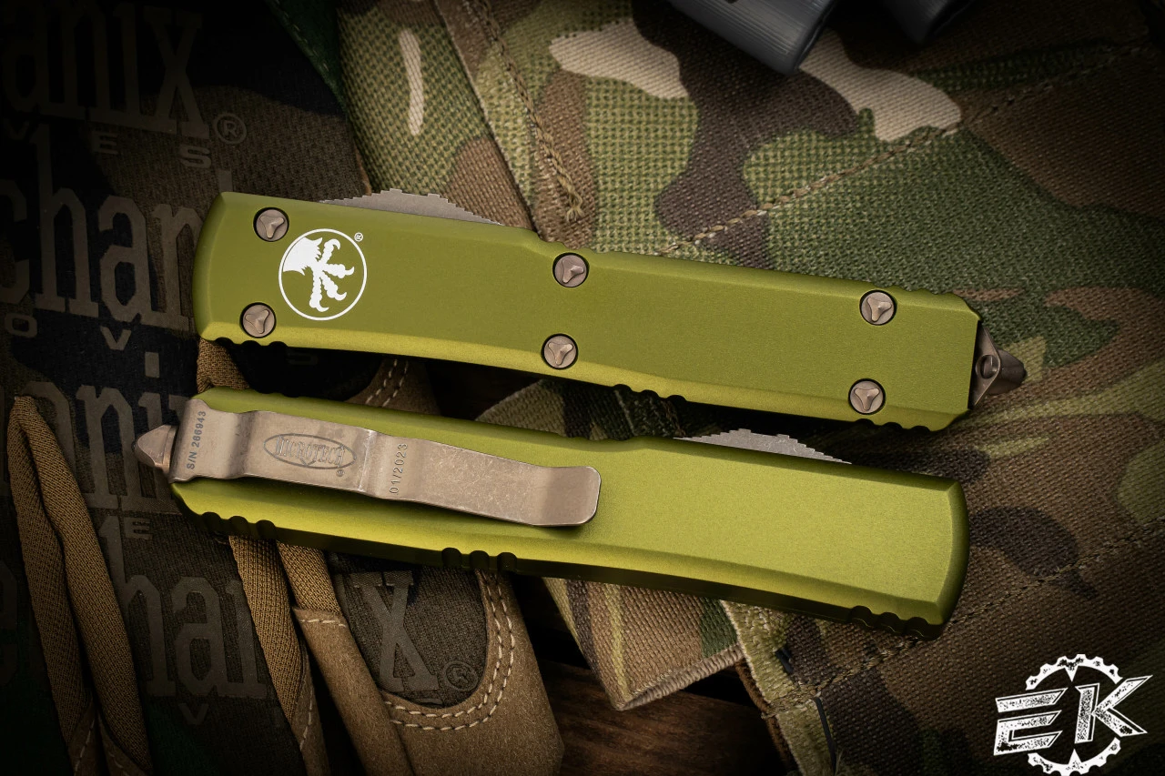 Microtech Ultratech OTF Automatic Knife OD Green 3.4" Dagger Bronze Apocalyptic 122-13APOD 5 Microtech Ultratech OTF Automatic Knife OD Green 3.4" Dagger Bronze Apocalyptic 122-13APOD - Image 3