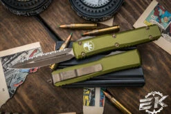 Microtech Ultratech OTF Automatic Knife OD Green 3.4" Dagger Serrated Bronze Apocalyptic 122-15APOD
