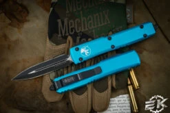 Microtech Ultratech OTF Automatic Knife Turquoise 3.4" Dagger Black 122-1TQ