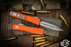 Microtech Ultratech OTF Automatic Knife Orange 3.4" Dagger Satin 122-4OR -Best Knifes Shop 122 4 OR 56334.1679159042