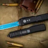 Microtech "Jedi Knight" Ultratech OTF Knife 3.4" Blue Double Serrated Dagger 122-D3JK