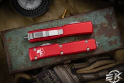 Microtech Ultratech OTF Automatic Knife Red 3.4" Tanto Stonewash 123-10RD -Best Knifes Shop 123 10 RD 3 30253.1670547710