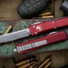 Microtech Ultratech OTF Automatic Knife Merlot Red 3.4" Tanto Stonewash Serrated 123-11MR -Best Knifes Shop 123 11 MR 36661.1684948197