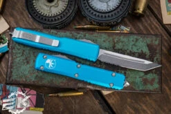Microtech Ultratech OTF Automatic Knife Turquoise 3.4" Tanto Serrated Stonewash 123-11TQ -Best Knifes Shop 123 11 TQ 2 97541.1691436680