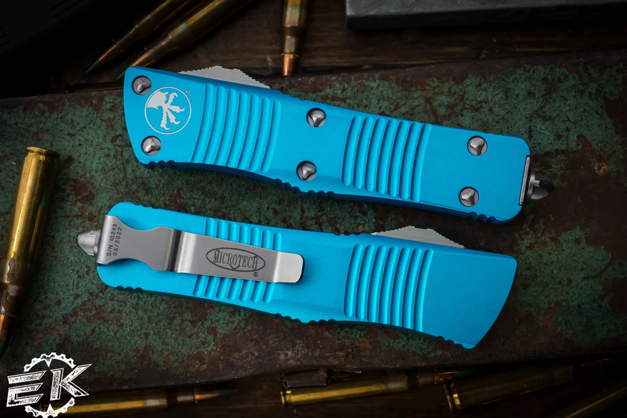 Microtech Troodon OTF Automatic Knife Turquoise 3" Dagger Stonewash 138-10TQ 5 Microtech Troodon OTF Automatic Knife Turquoise 3" Dagger Stonewash 138-10TQ - Image 3