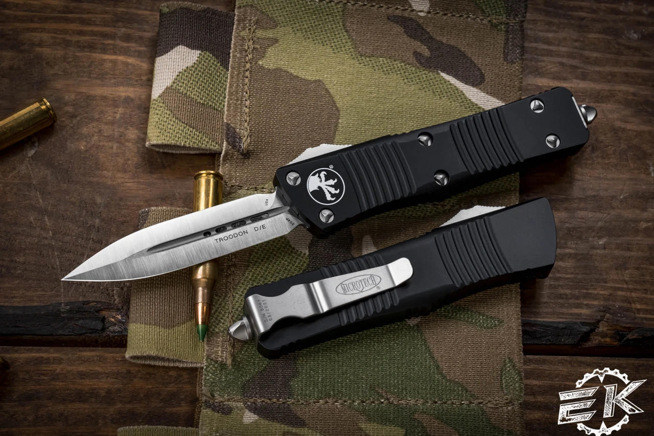 Microtech Troodon OTF Automatic Knife Black OTF 3" Dagger Satin 138-4 3 Microtech Troodon OTF Automatic Knife Black OTF 3" Dagger Satin 138-4