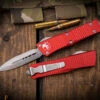 Microtech Troodon OTF Automatic Knife Red 3" Dagger Satin 138-4RD -Best Knifes Shop 138 4 RD 2 06745.1679154571