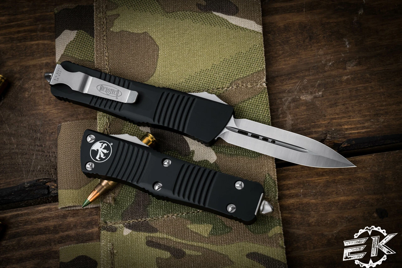 Microtech Troodon OTF Automatic Knife Black OTF 3" Dagger Satin 138-4 4 Microtech Troodon OTF Automatic Knife Black OTF 3" Dagger Satin 138-4 - Image 2