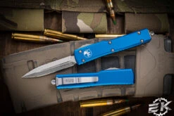 Microtech UTX-70 OTF Automatic Knife Blue 2.4" Dagger Stonewash 147-10BL