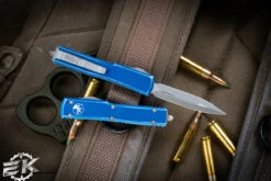 Microtech UTX-70 Distressed Blue OTF Automatic 2.4" Dagger Stonewash 147-10DBL -Best Knifes Shop 147 10 DBL 2 56010.1672267713