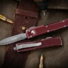 Microtech UTX-70 Distressed Merlot OTF Automatic 2.4" Dagger Stonewash 147-10DMR -Best Knifes Shop 147 10 DMR 2 59933.1672267548