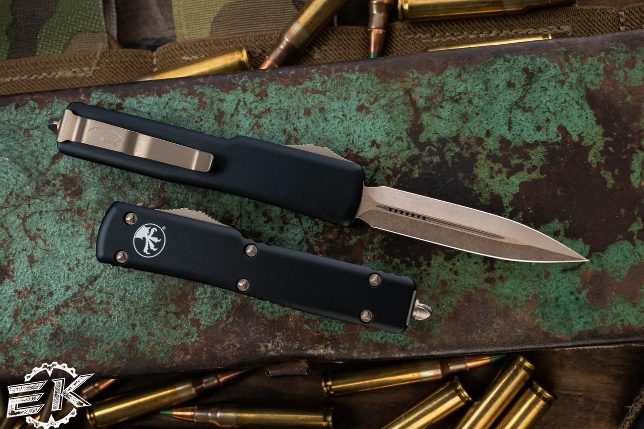 Microtech UTX-70 OTF Automatic Knife Black 2.4"Dagger Bronze 147-13 4 Microtech UTX-70 OTF Automatic Knife Black 2.4"Dagger Bronze 147-13 - Image 2