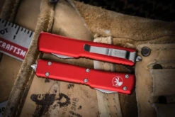 Microtech UTX-70 OTF Automatic Knife Red 2.4" Dagger Satin 147-4RD -Best Knifes Shop 147 4 RD Closed 70066.1663883594