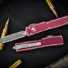 Microtech UTX-70 Distressed Merlot Red OTF Knife 2.4" Dagger Double Serrated Stonewash 147-D12DMR -Best Knifes Shop 147 D12 DMR 2 01455.1677353194