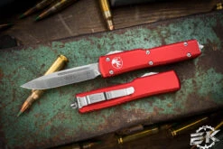 Microtech UTX-70 OTF Automatic Knife Red 2.4" Drop Point Satin 148-4RD