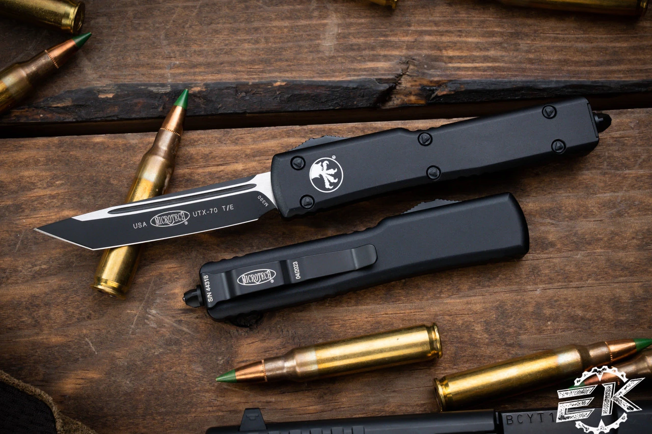 Microtech UTX-70 OTF Automatic Knife 2.4" Tanto Black Tactical 149-1T 3 Microtech UTX-70 OTF Automatic Knife 2.4" Tanto Black Tactical 149-1T