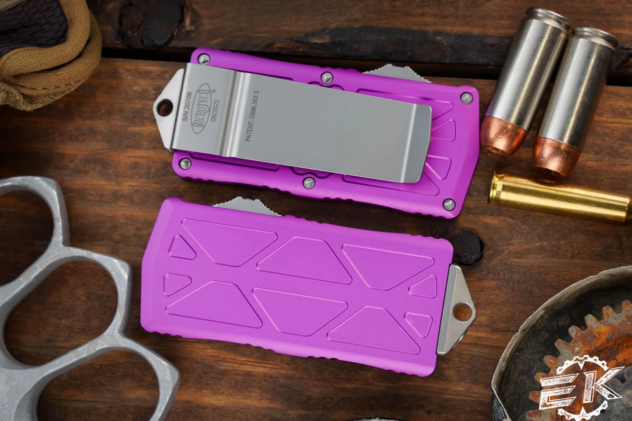 Microtech Exocet Money Clip OTF Automatic Knife Violet 1.9" Stonewash 157-10VI 5 Microtech Exocet Money Clip OTF Automatic Knife Violet 1.9" Stonewash 157-10VI - Image 3