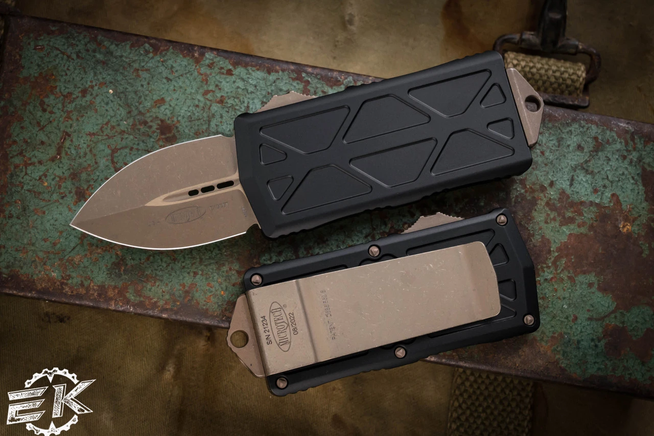 Microtech Exocet Money Clip OTF Knife Black 1.9" Dagger Bronze Apocalyptic 157-13AP 3 Microtech Exocet Money Clip OTF Knife Black 1.9" Dagger Bronze Apocalyptic 157-13AP