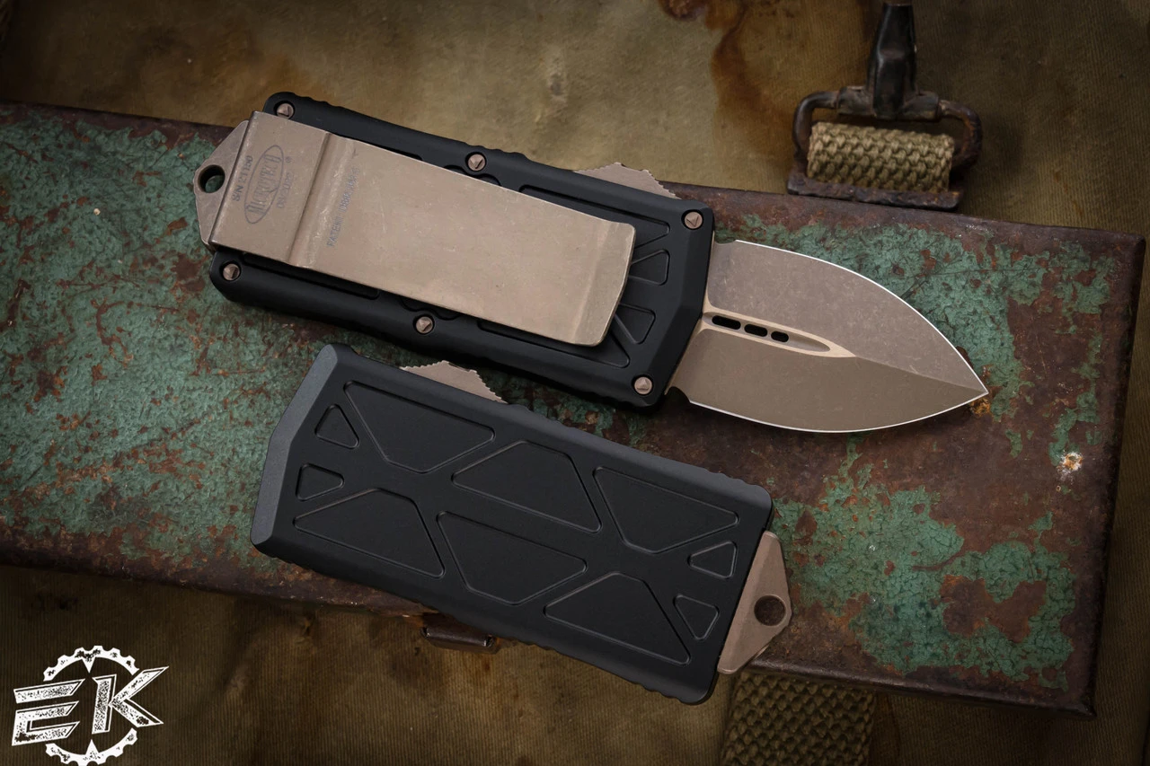 Microtech Exocet Money Clip OTF Knife Black 1.9" Dagger Bronze Apocalyptic 157-13AP 4 Microtech Exocet Money Clip OTF Knife Black 1.9" Dagger Bronze Apocalyptic 157-13AP - Image 2