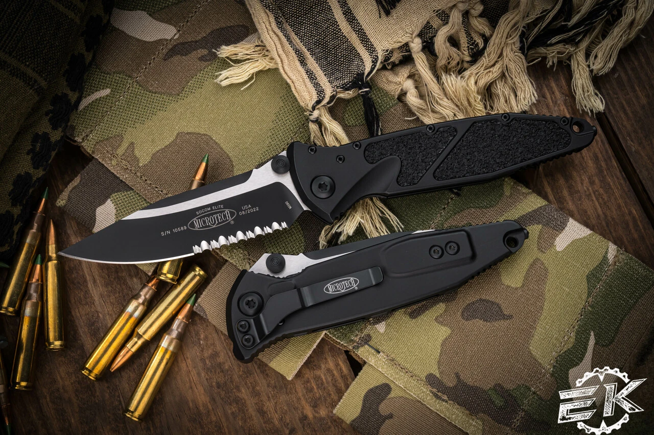 Microtech Socom Elite Manual Folding Knife 4" Clip-Point Black Serrated 160-2T 3 Microtech Socom Elite Manual Folding Knife 4" Clip-Point Black Serrated 160-2T