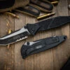 Microtech Socom Elite Manual Folding Knife 4" Tanto Black Serrated 161-2T -Best Knifes Shop 161 2 T 27616.1677353643