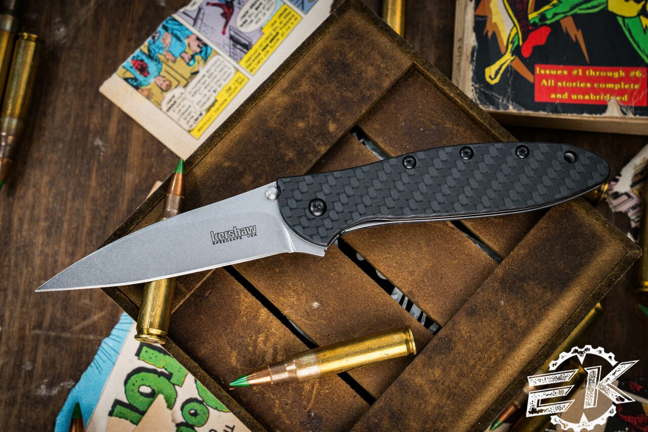 Kershaw Leek Assisted Knife Carbon Fiber 3" Stonewash 1660CF 3 Kershaw Leek Assisted Knife Carbon Fiber 3" Stonewash 1660CF