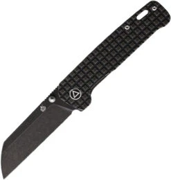 QSP Penguin Folding Knife Titanium Black Frag 3.1" Black Stonewash Sheepsfoot QS130-OFRG