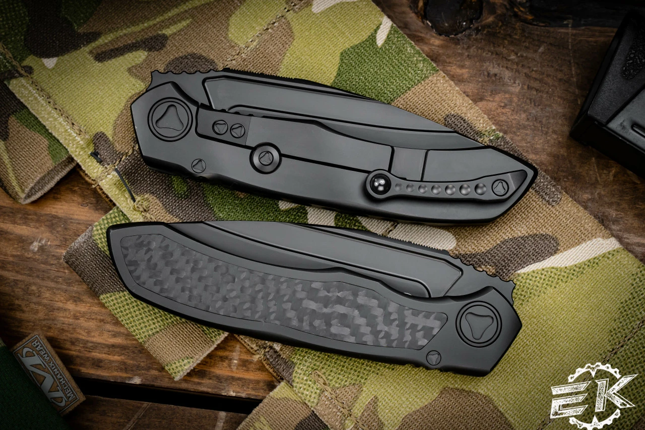Microtech Anax Integral Folding Knife DLC Titanium/Carbon Fiber 3.75" Drop Point DLC Serrated 190C-2DLCTCFITI 7 Microtech Anax Integral Folding Knife DLC Titanium/Carbon Fiber 3.75" Drop Point DLC Serrated 190C-2DLCTCFITI - Image 5