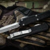Microtech Makora OTF Automatic Knife Black (Nickel Boron Internals) 3.25" Dagger Serrated Stonewash 206-11S
