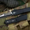 Microtech Combat Troodon Hellhound Razor Smooth Aluminum OTF Knife 3.8" Black 219RS-1TS -Best Knifes Shop 219RS 1 TS 64250.1687897399