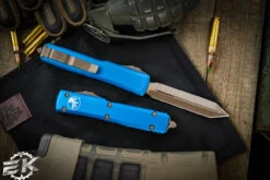 Microtech Ultratech Spartan OTF Automatic Knife Blue 3.4" Bronze Apocalyptic 223-13APBL -Best Knifes Shop 223 13 APBL 2 23601.1677539406