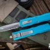 Microtech Dirac OTF Automatic Knife Turquoise 3" Dagger Stonewash Serrated 225-11TQ -Best Knifes Shop 225 11 TQ 67131.1691445520