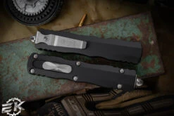 Microtech Dirac Delta OTF Automatic Knife 3.75" Dagger Stonewash Serrated 227-11 -Best Knifes Shop 227 11 3 25852.1691447935