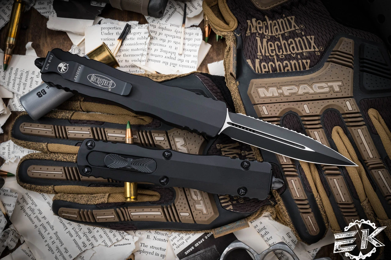 Microtech Dirac Delta OTF Automatic Knife 3.75" Dagger Black Serrated 227-3T 4 Microtech Dirac Delta OTF Automatic Knife 3.75" Dagger Black Serrated 227-3T - Image 2