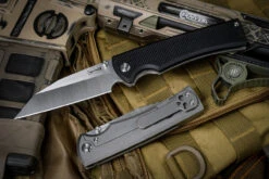 Chaves Knives Ultramar 229 Sangre Folding Knife Black G10/Titanium 3.75" Belt Satin