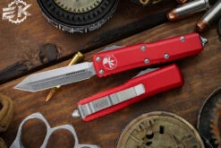 Microtech UTX-85 Spartan OTF Automatic Knife Red 3.1" Stonewash 230-10RD