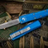 Microtech UTX-85 OTF Automatic Knife Blue 3.1" Drop Point Stonewash Apocalyptic 231-10APBL -Best Knifes Shop 231 10 APBL 2 36386.1677360633