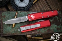 Microtech UTX-85 OTF Automatic Knife Red 3.1" Drop Point Stonewash Apocalyptic 231-10APRD