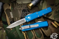 Microtech UTX-85 OTF Automatic Knife Blue 3.1" Satin Drop Point 231-4BL