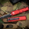 Microtech UTX-85 Red OTF Automatic 3" D/E Dagger Serrated Black 232-3RD -Best Knifes Shop 232 3 RD 3 59020.1676594850