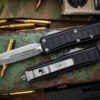 Microtech UTX-85 II Stepside OTF Automatic Knife 3" Dagger Apocalyptic Stonewash Serrated 232II-12APS -Best Knifes Shop 232 II 12 APS 32822.1683694813