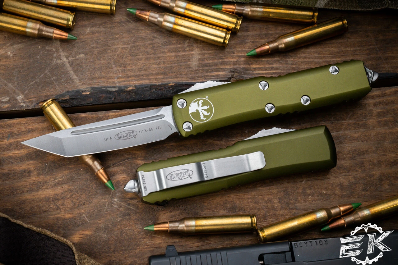 Microtech UTX-85 OTF Automatic Knife OD Green 3.1" Tanto Satin 233-4OD 3 Microtech UTX-85 OTF Automatic Knife OD Green 3.1" Tanto Satin 233-4OD