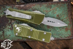Microtech Troodon Mini OTF Automatic Knife Distressed OD Green 1.9" Dagger Stonewash (Cali Legal) 238-10DOD -Best Knifes Shop 238 10 DOD 11624.1691528251